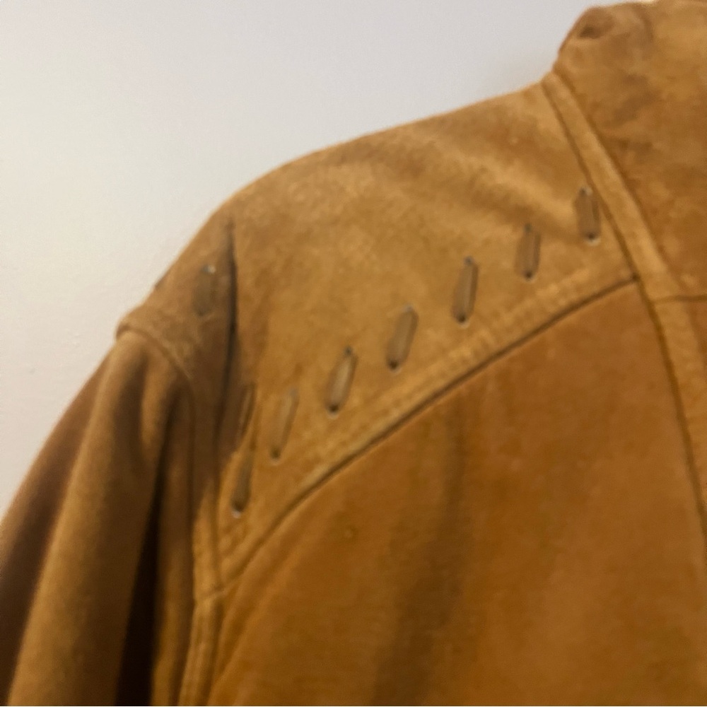 Vintage NY Jeans Cinnamon Brown Leather Coat Shearling Lining Front Toggles M - Picture 9 of 16